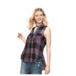 Rock & Republic Purple Sleeveless Flannel